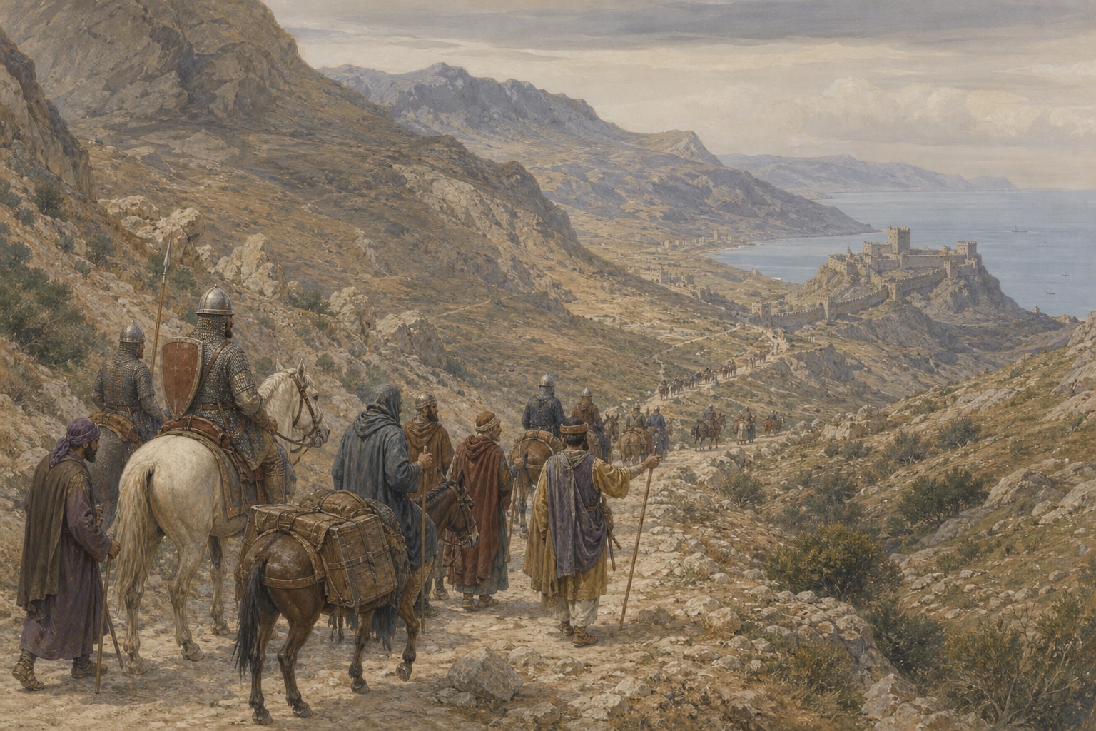 Reconstruction of the First Crusade moving from Clermont through Anatolia and Antioch to Jerusalem