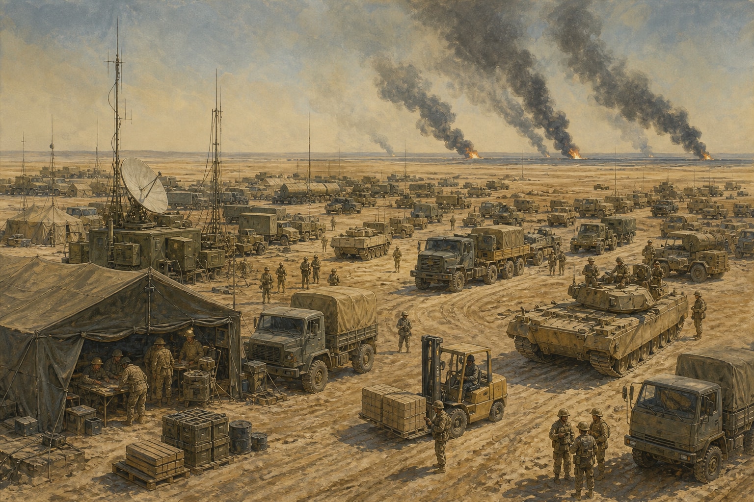 Reconstruction of Iraq’s invasion of Kuwait, coalition logistics in the desert, liberation, and the postwar Gulf order
