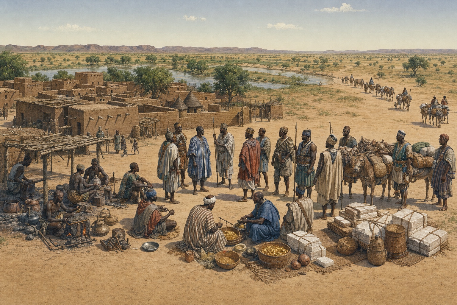 Reconstruction of Mali’s Sahelian capital and trade routes at the empire’s foundation
