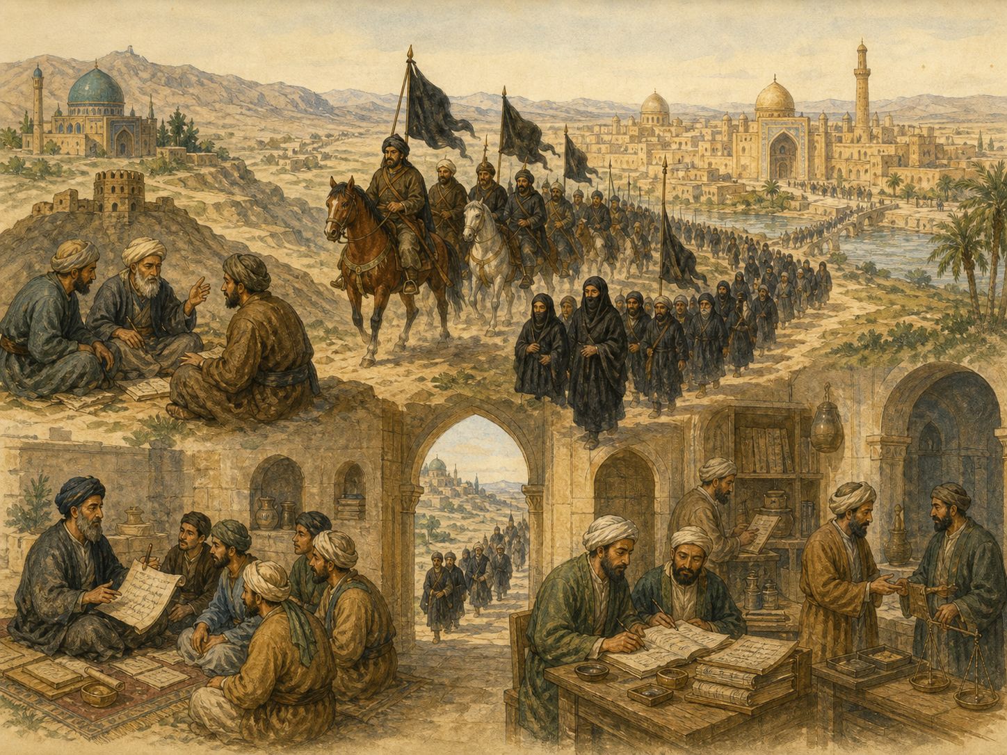 Historical reconstruction of Abbasid Revolution's long-term consequences: In the longer term, it helped reorganize the political and intellectual center of the islamic empire around baghdad.