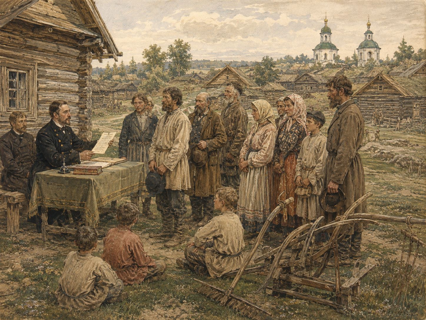 Historical reconstruction of Emancipation of the Russian Serfs's long-term consequences: In the longer term, the reform advanced modernization while leaving grievances over land shortages and redemption payments.