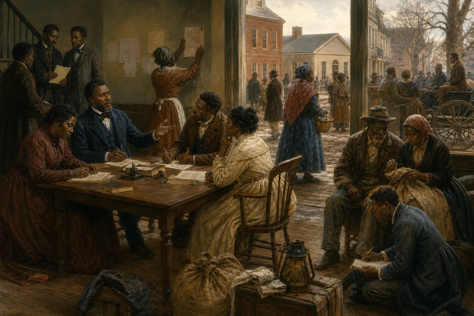 Illustrated reconstruction of the background of Abolitionism in the United States