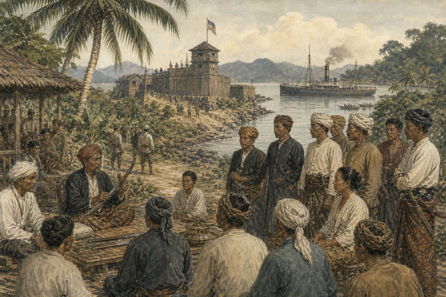 Local people gather around maps and memory as the experience of resistance and rule passes to later generations