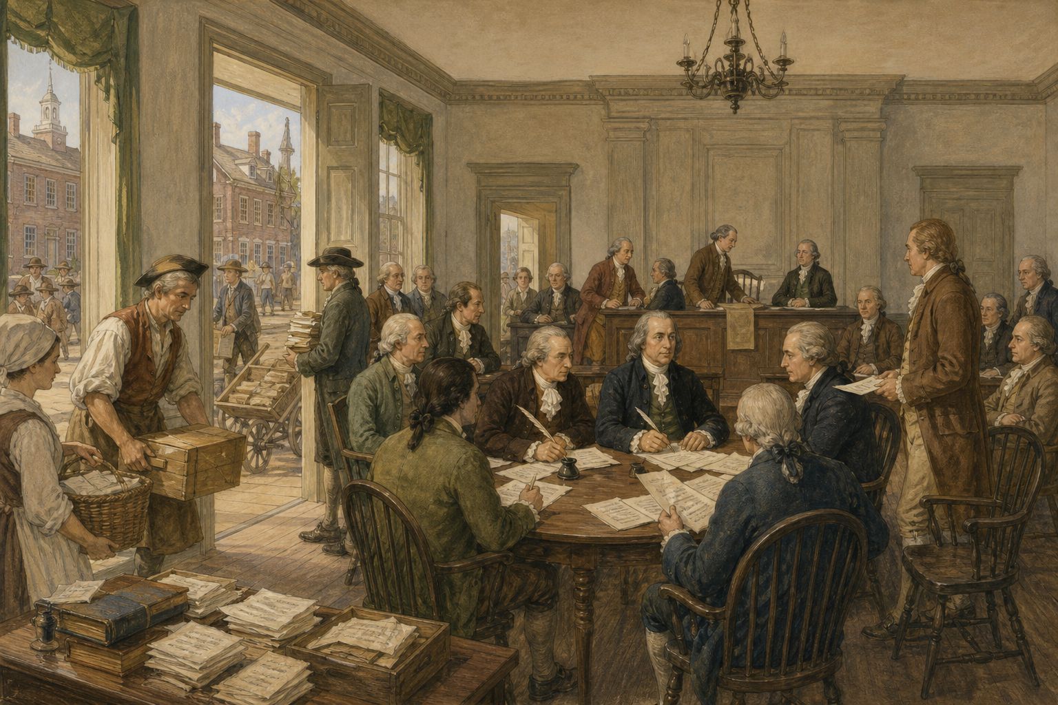 Historical reconstruction of “Congress adopts the Lee Resolution” in American Declaration of Independence