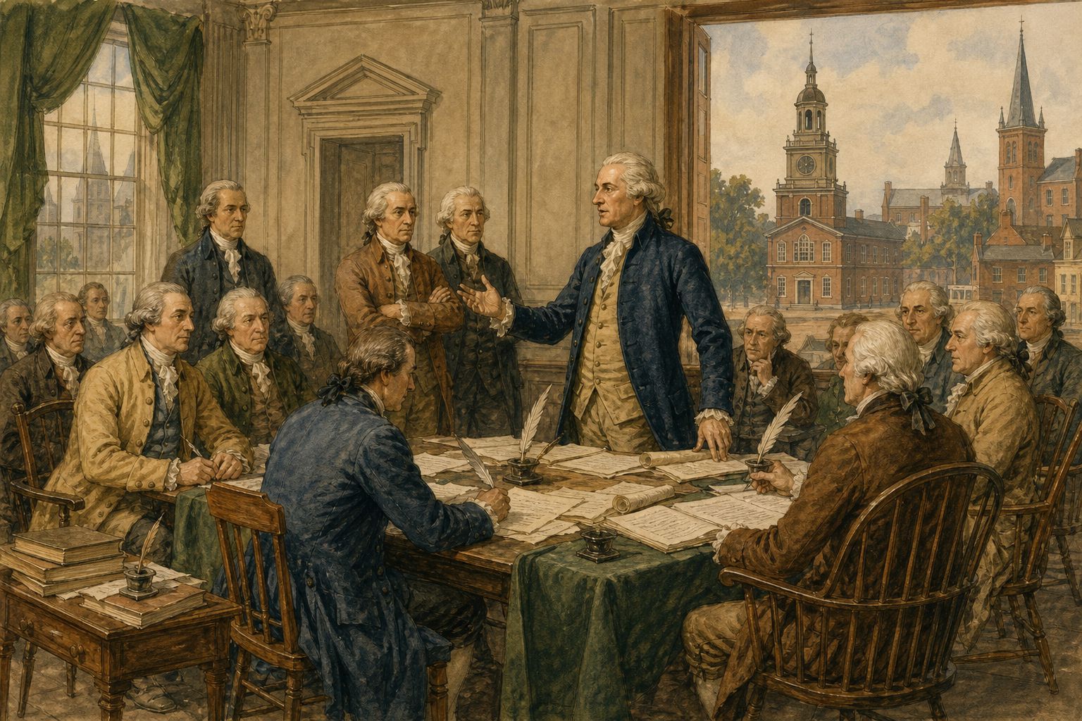 Historical reconstruction of “Treaty of Paris recognizes independence” in American Declaration of Independence