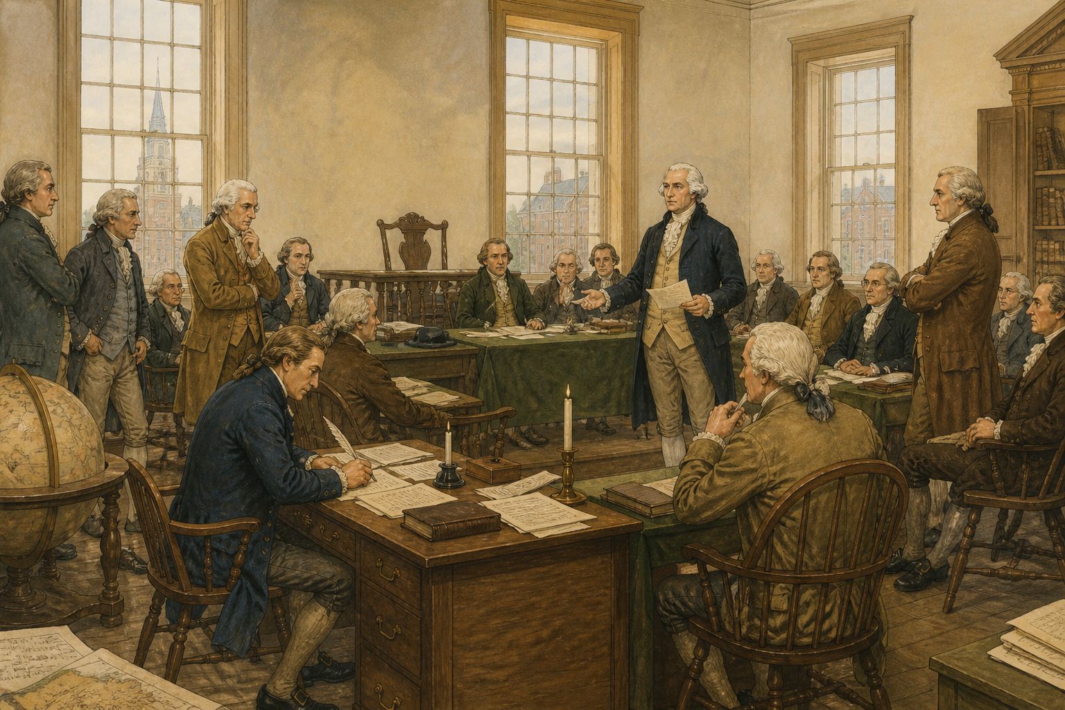 Historical reconstruction of “War begins at Lexington and Concord” in American Declaration of Independence