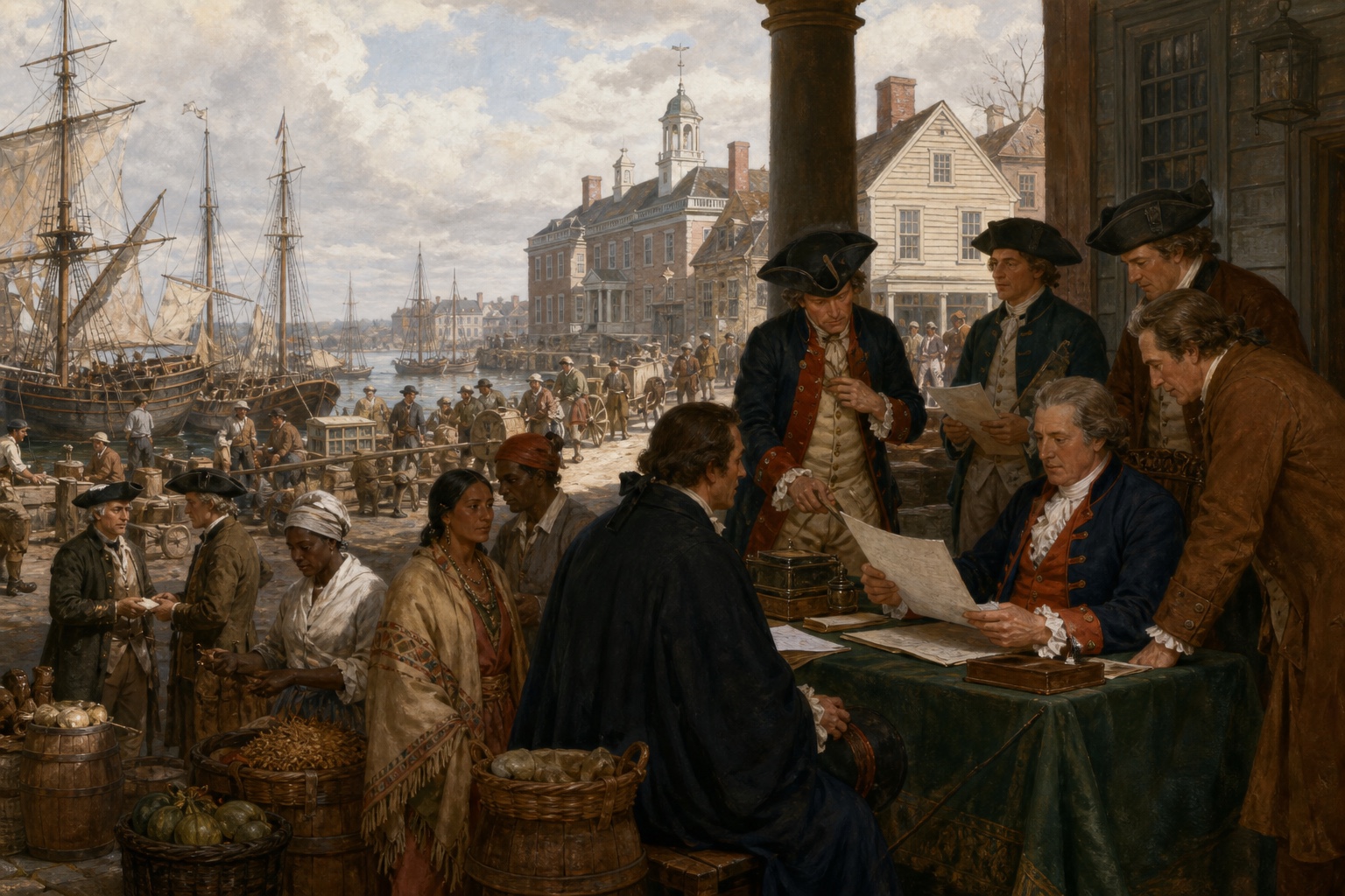 Illustrated reconstruction of the background of American Revolutionary War