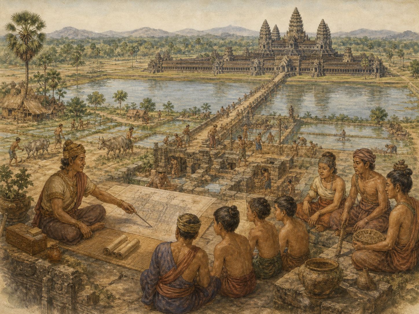 Historical reconstruction of Expansion of the Angkorian Empire's long-term consequences: In the longer term, its integration of hydraulic works and religious architecture created one of southeast asia’s defining urban landscapes.
