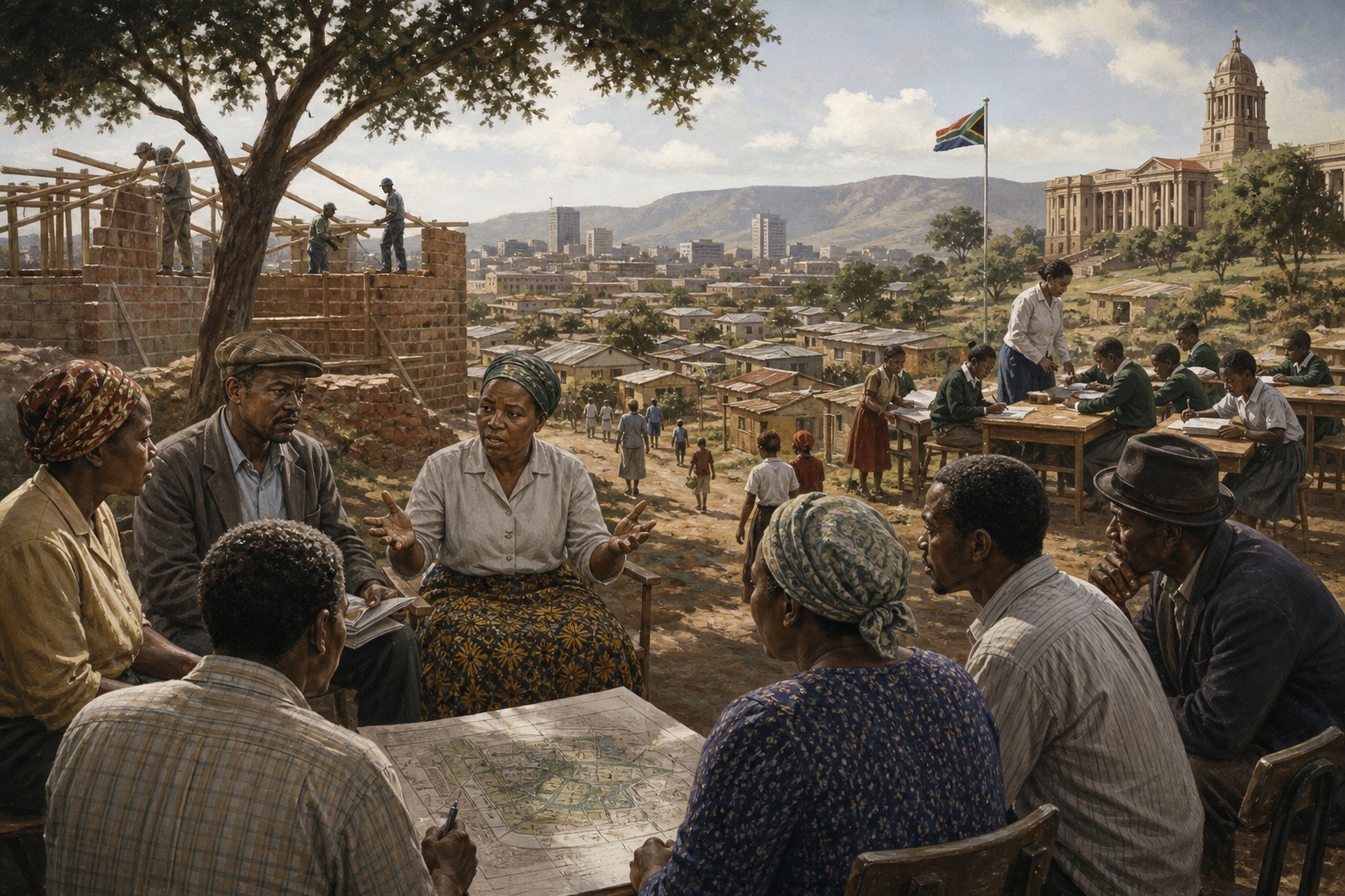 Illustrated reconstruction of the significance of Anti-Apartheid Movement