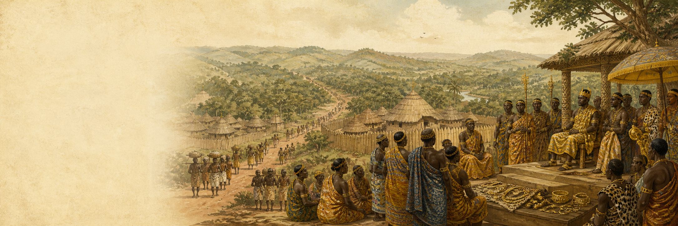 A historical reconstruction of the key actors and forces shaping Rise of the Ashanti Empire at around Kumasi (present-day Ghana), showing the setting of Rise of the Ashanti Empire