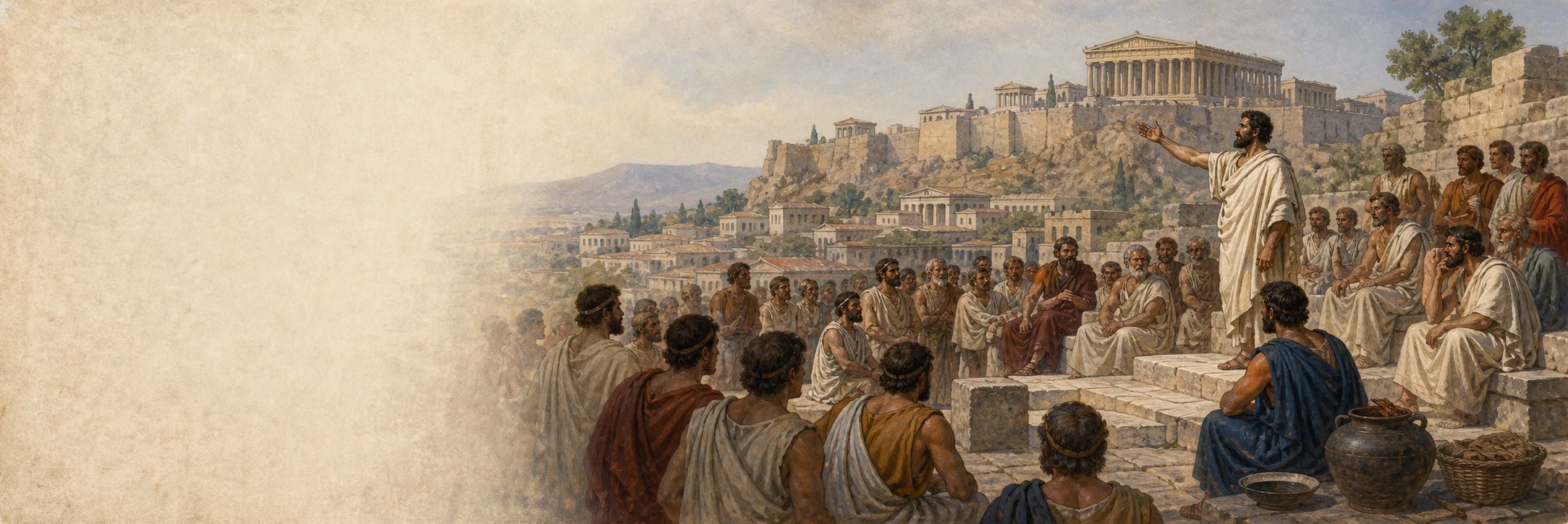 Historical reconstruction illustration of athenian democracy