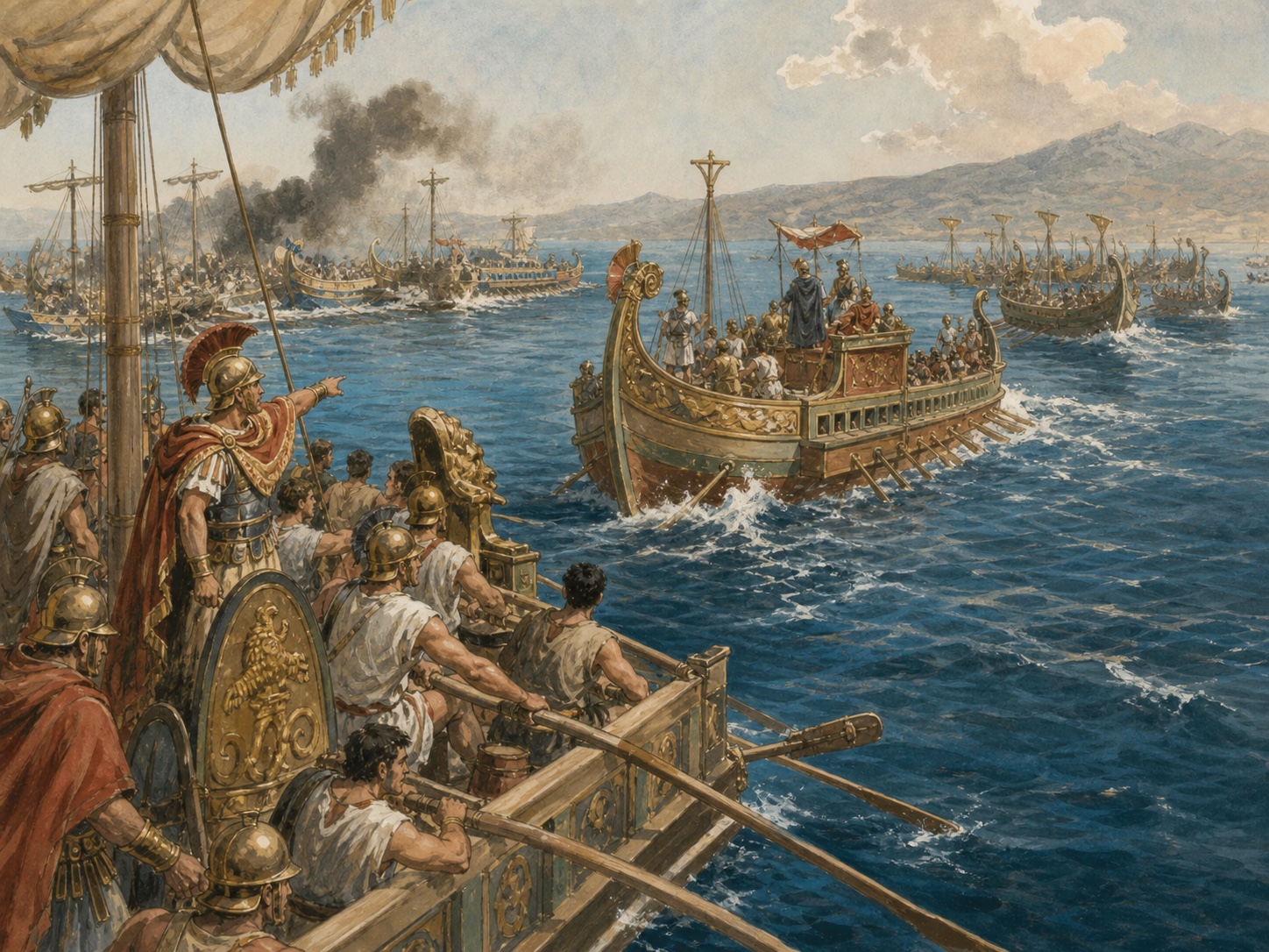 Illustrated reconstruction of the course of Battle of Actium