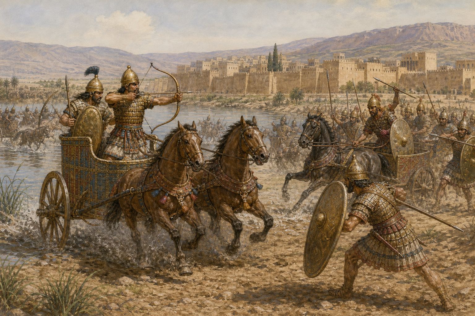 Historical reconstruction of “Battle beside Kadesh” in Battle of Kadesh