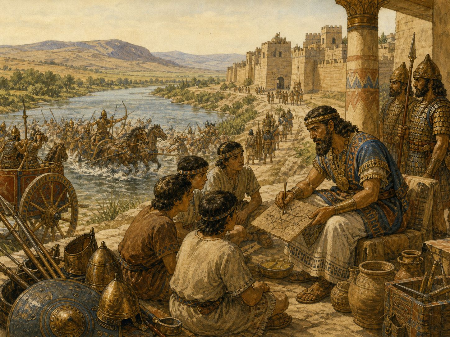 Historical reconstruction of Battle of Kadesh's long-term consequences: In the longer term, after a large battle with no clear decisive victor, the two powers concluded one of the earliest surviving international peace treaties.