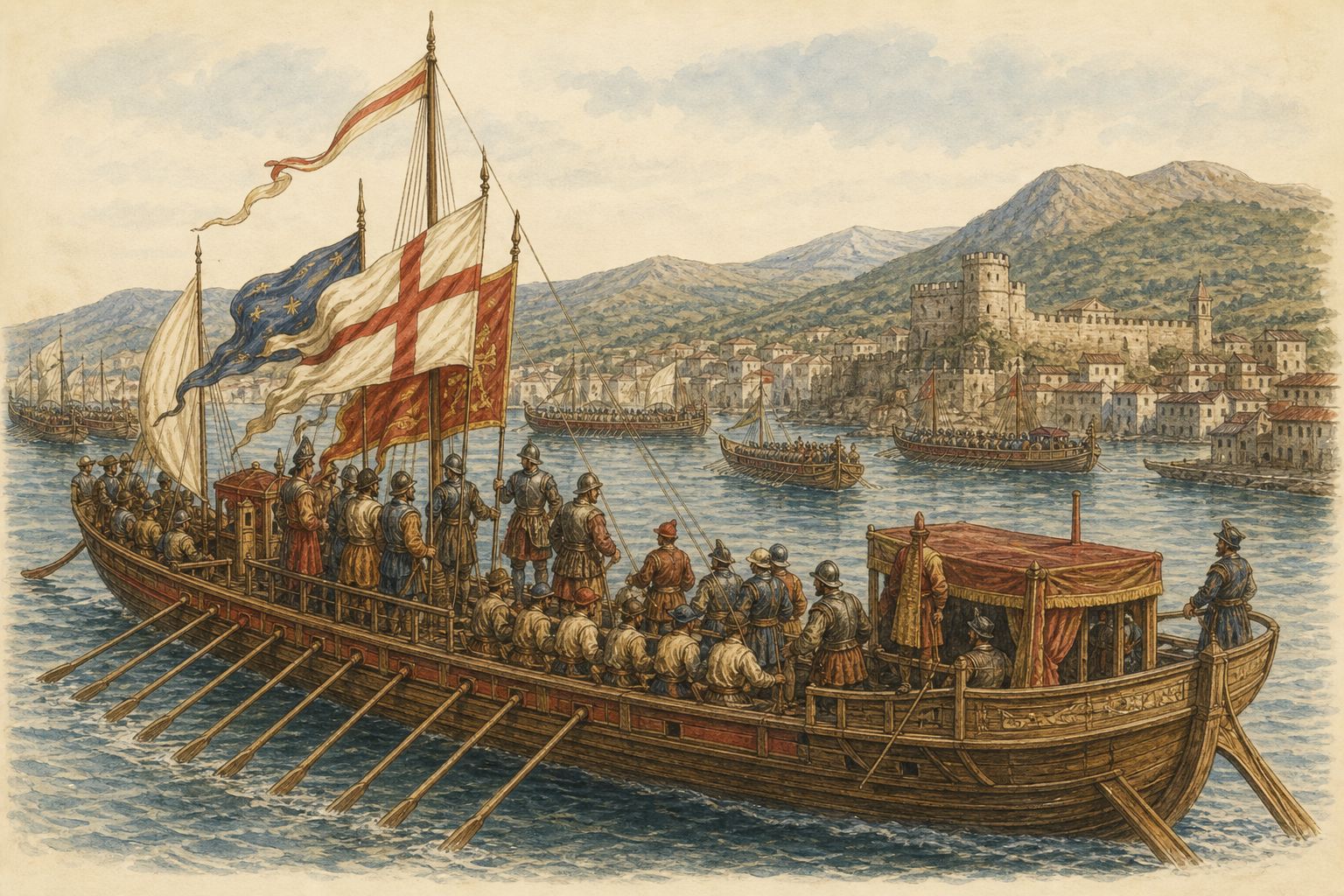 Historical reconstruction of the “Formation of the Holy League” stage in Battle of Lepanto