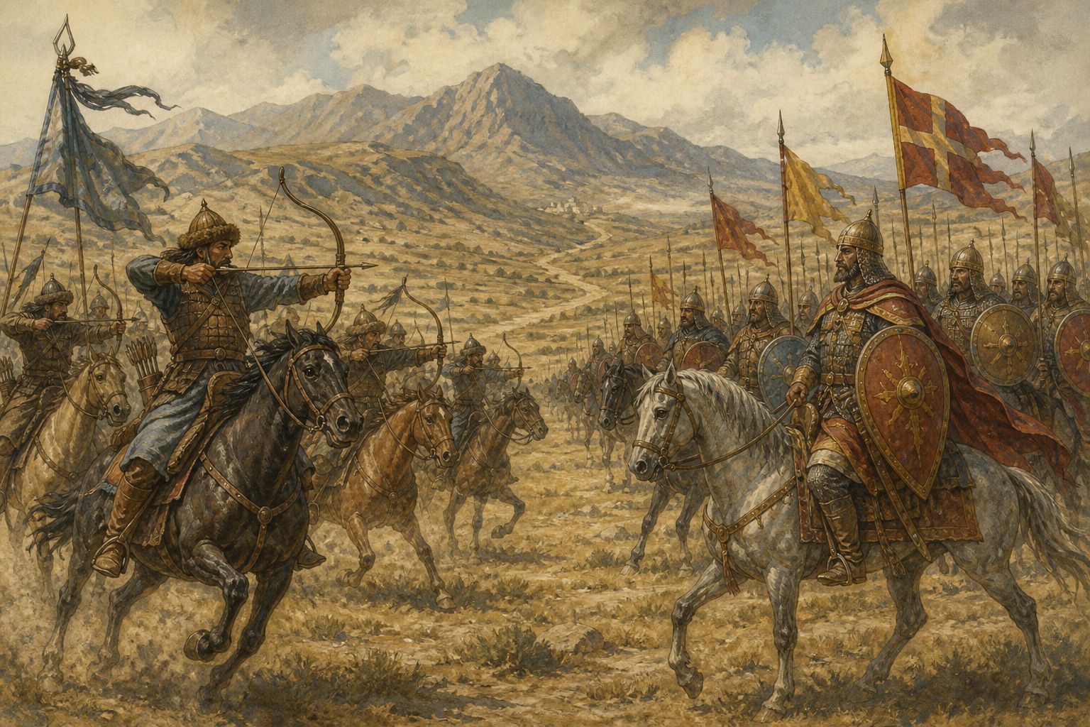 Historical reconstruction of “Byzantine defeat at Manzikert” in Battle of Manzikert