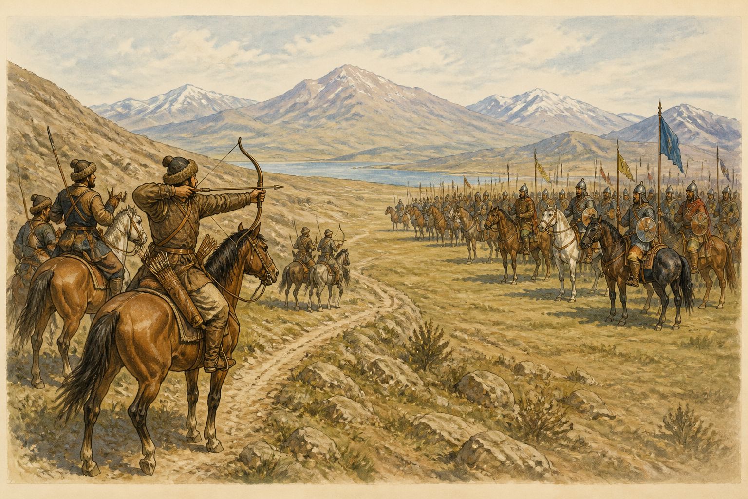 Historical reconstruction of “Alp Arslan becomes Seljuk sultan” in Battle of Manzikert