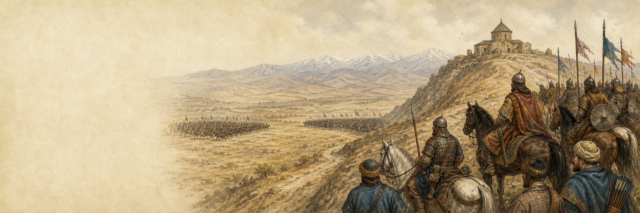 A historical reconstruction of armies and battlefield movement at Manzikert (present-day Turkey), showing the setting of Battle of Manzikert