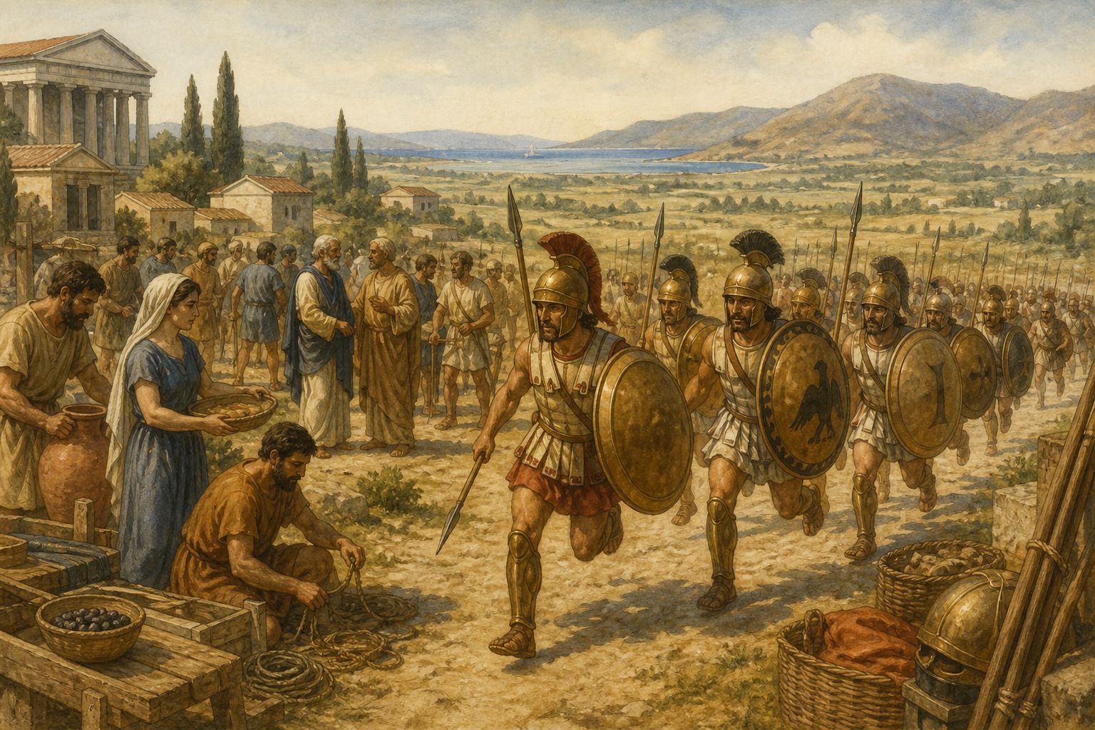 Historical reconstruction of “Persia suppresses the revolt” in Battle of Marathon