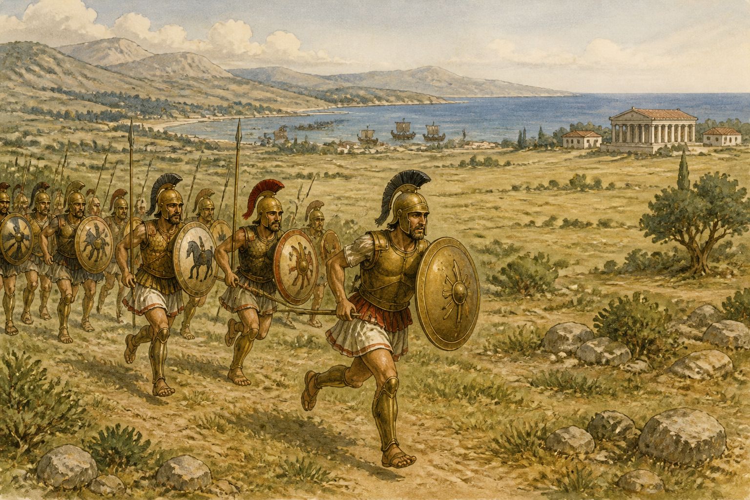 Historical reconstruction of “Persian invasion defeated” in Battle of Marathon