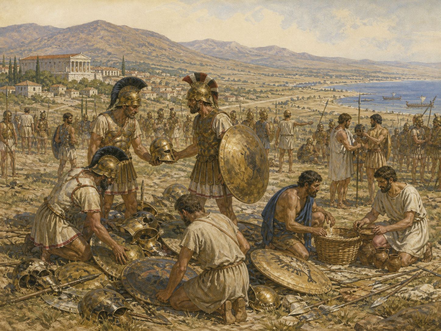 Historical reconstruction of Battle of Marathon's immediate aftermath: The victory strengthened Athenian confidence and shaped later Greek memory of the Persian Wars.