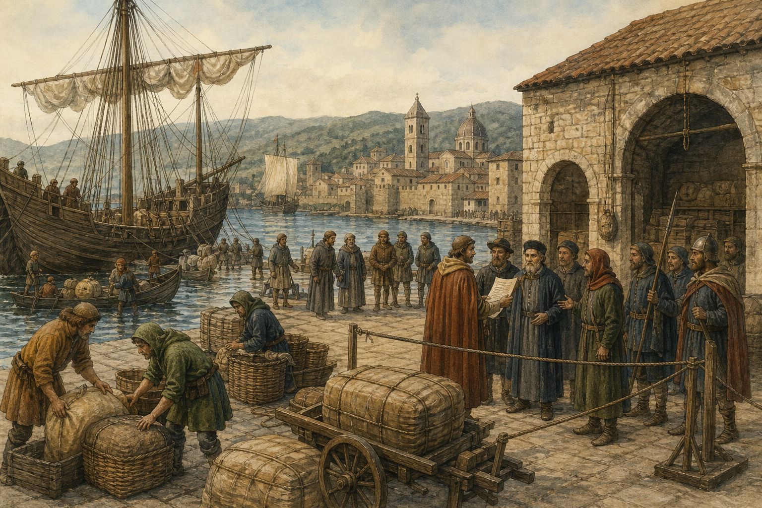 Historical reconstruction of the “Forces in motion” stage in Arrival of the Black Death in Europe
