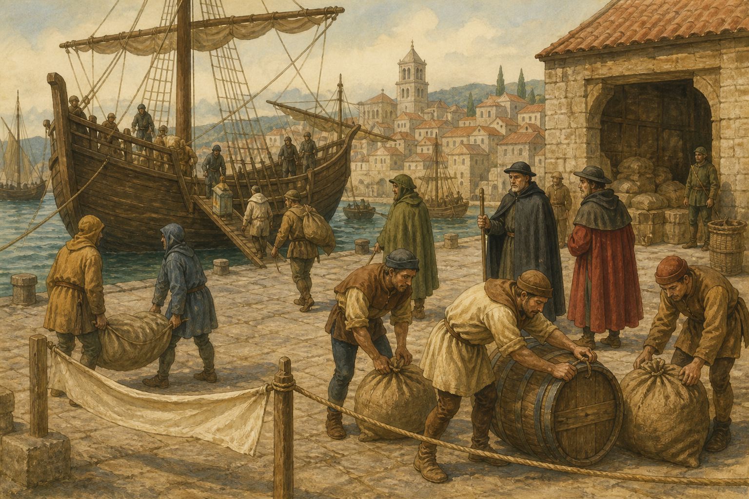 Historical reconstruction of the “Arrival of the Black Death in Europe” stage in Arrival of the Black Death in Europe