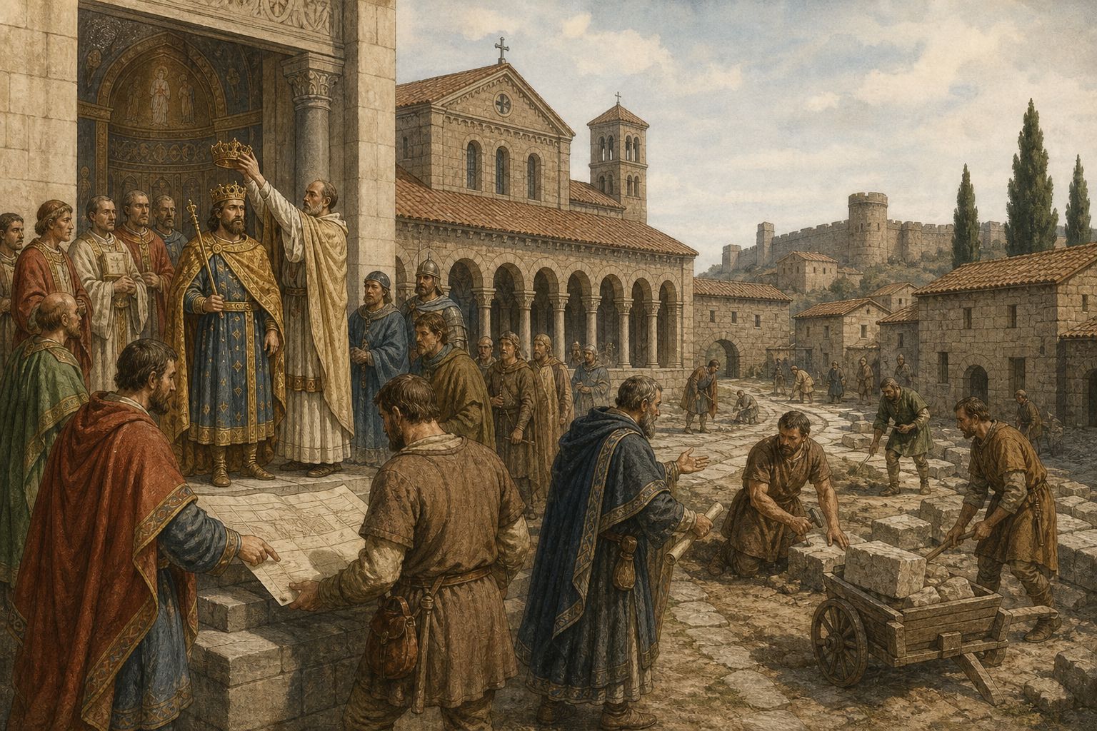 Historical reconstruction of “Death of Charlemagne” in Imperial Coronation of Charlemagne