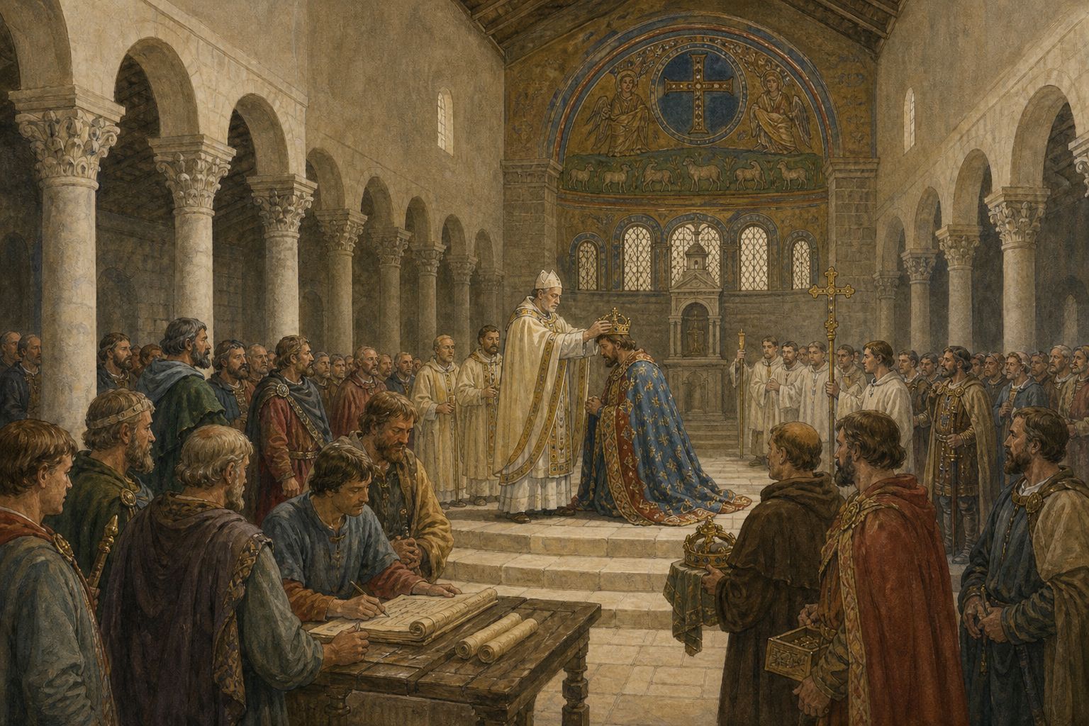 Historical reconstruction of “Treaty of Verdun divides the empire” in Imperial Coronation of Charlemagne