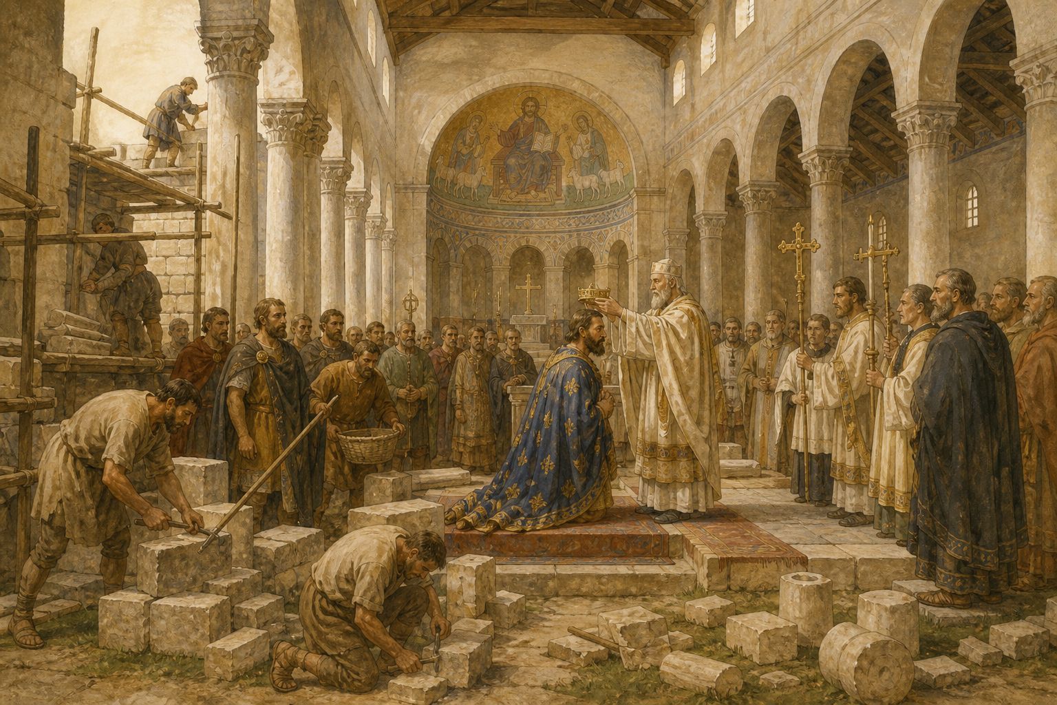 Historical reconstruction of “Charlemagne conquers the Lombard kingdom” in Imperial Coronation of Charlemagne
