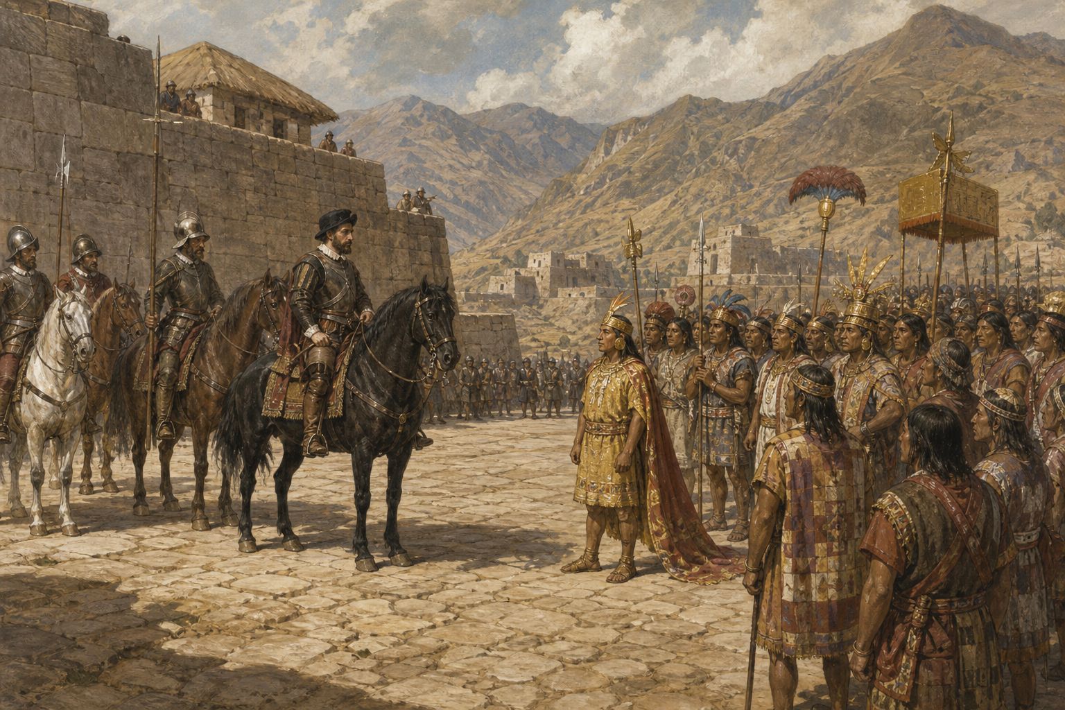 Historical reconstruction of the “Capture of Atahualpa at Cajamarca” stage in Conquest of the Inca Empire