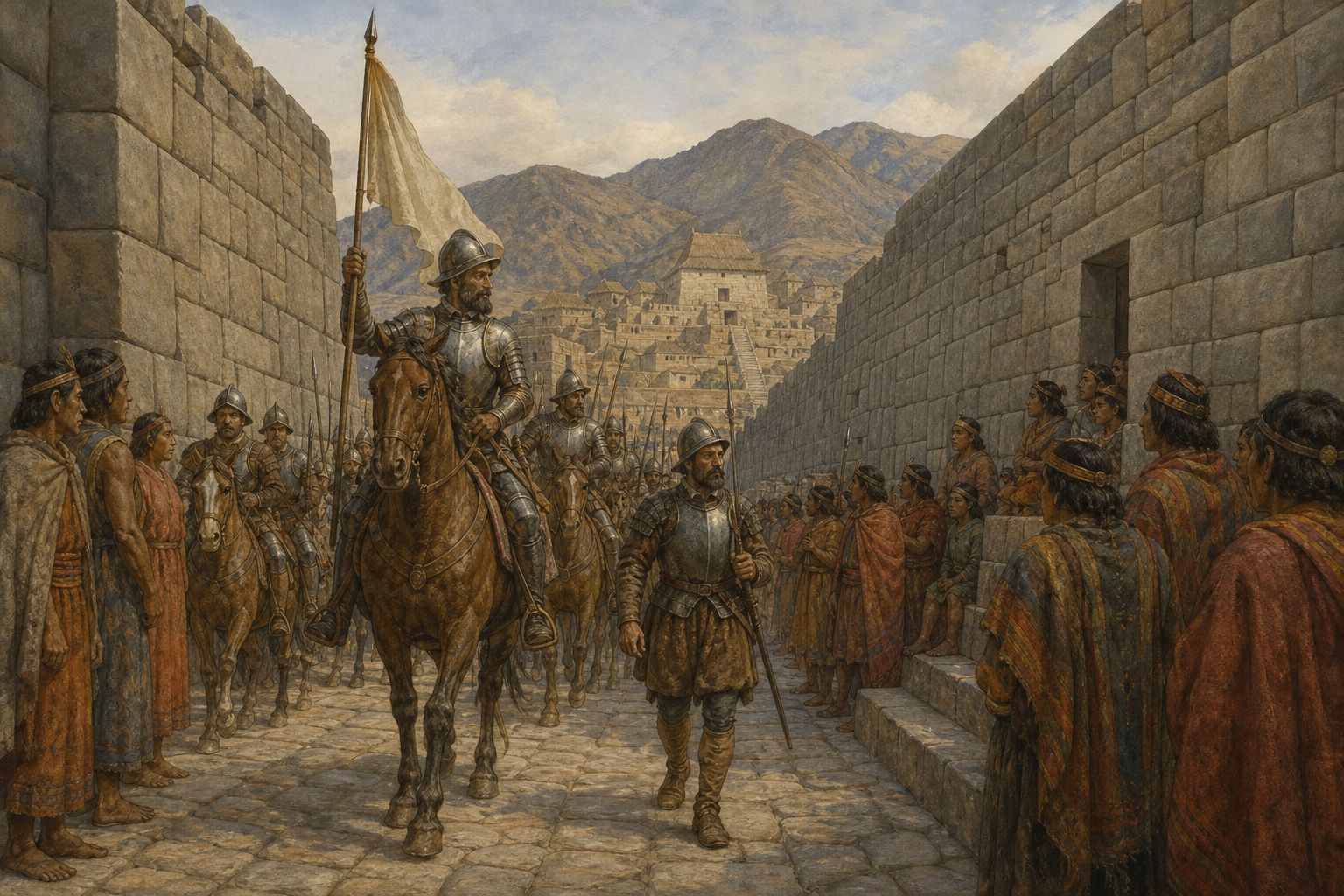 Historical reconstruction of the “Spanish entry into Cusco” stage in Conquest of the Inca Empire