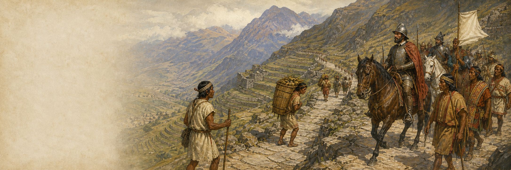 Reconstruction of Cajamarca, Andean roads, Indigenous alliances, Cusco, and Vilcabamba during the conquest of the Inca Empire