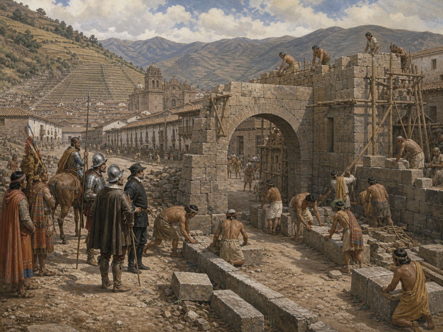 Historical reconstruction of Conquest of the Inca Empire's immediate aftermath: Cusco and the imperial heartland came under Spanish rule, and Vilcabamba fell in 1572.