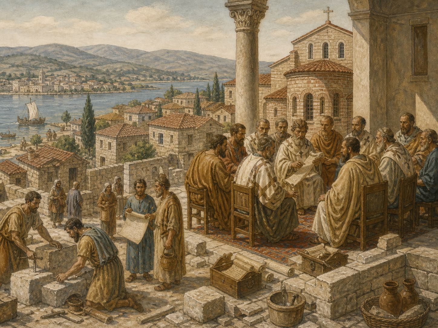 Historical reconstruction of Council of Nicaea's background: In and around Nicaea (present-day İznik), the setting took shape as Convened by Constantine I, the council discussed Christian doctrine and disputes among churches.