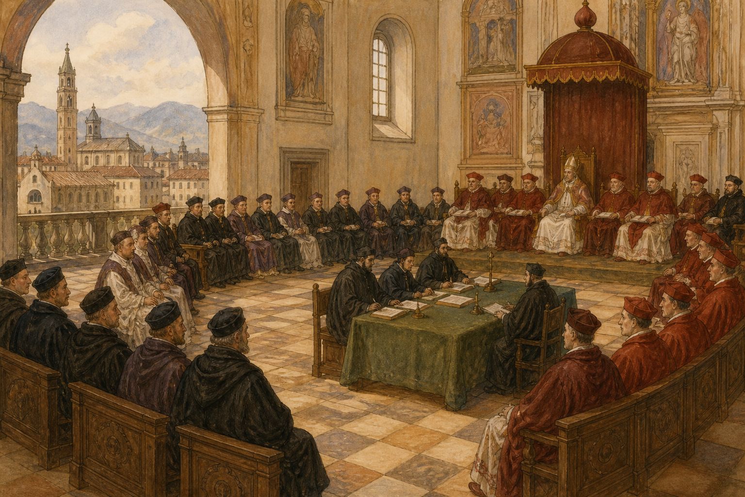 Historical reconstruction of the “Current phase” stage in Council of Trent
