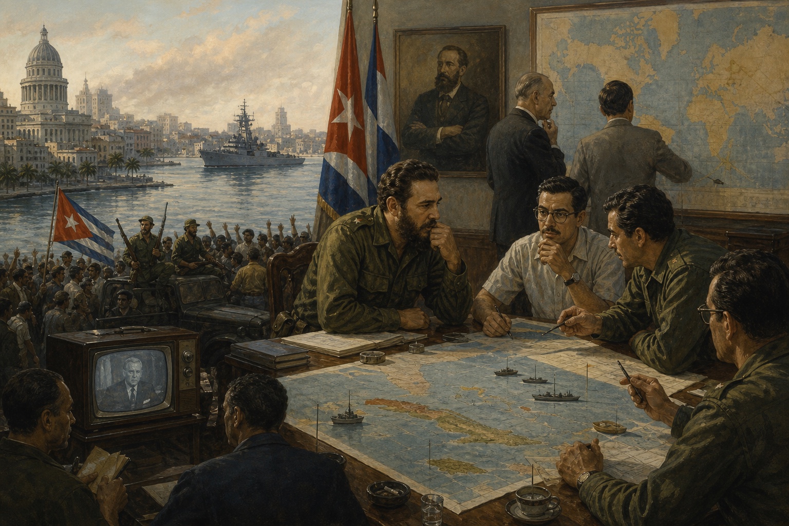 Illustrated reconstruction of the background of Cuban Missile Crisis