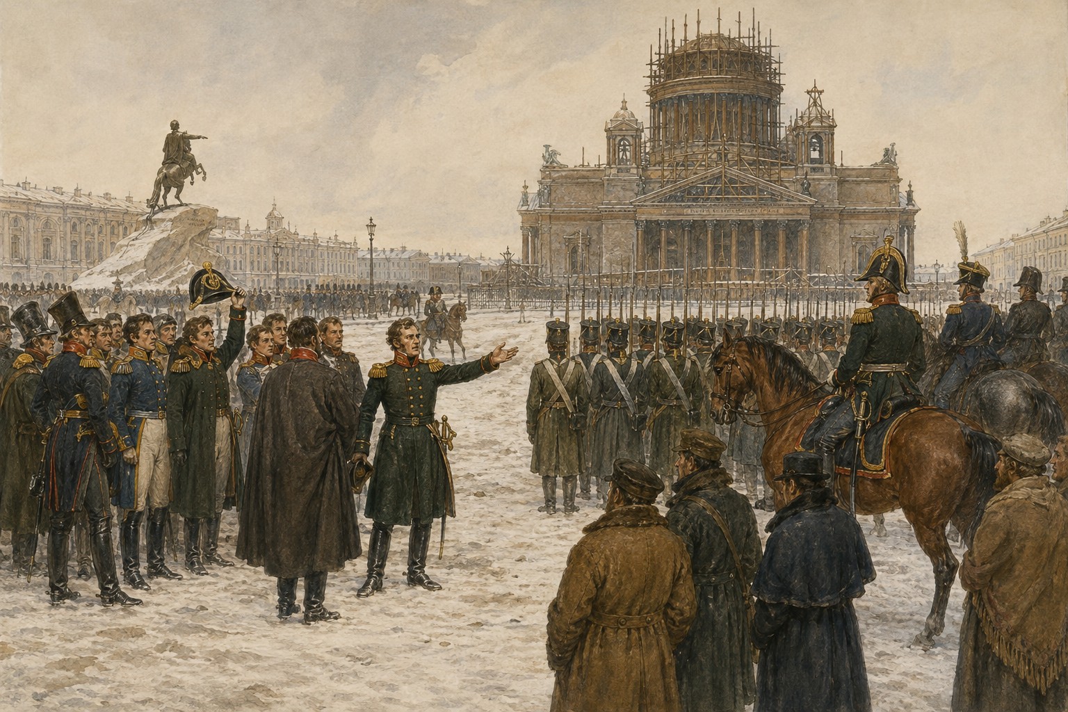 Historical reconstruction of “Revolt in Senate Square” in Decembrist Revolt