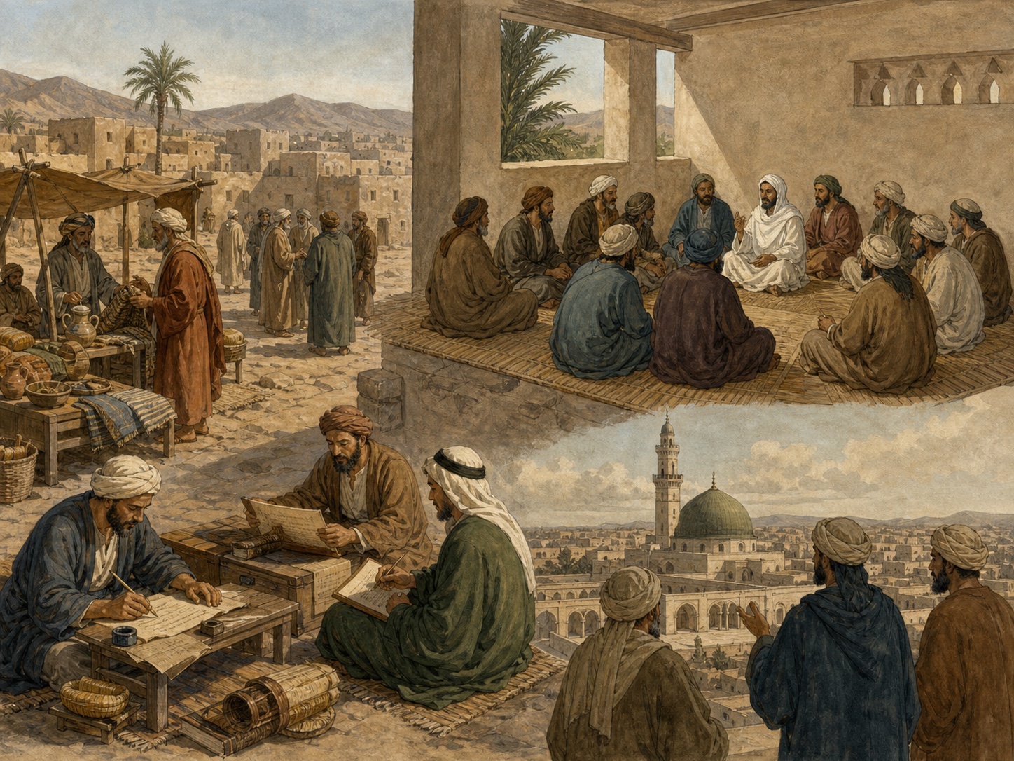 Illustrated reconstruction of the significance of Formation of the Early Muslim Community