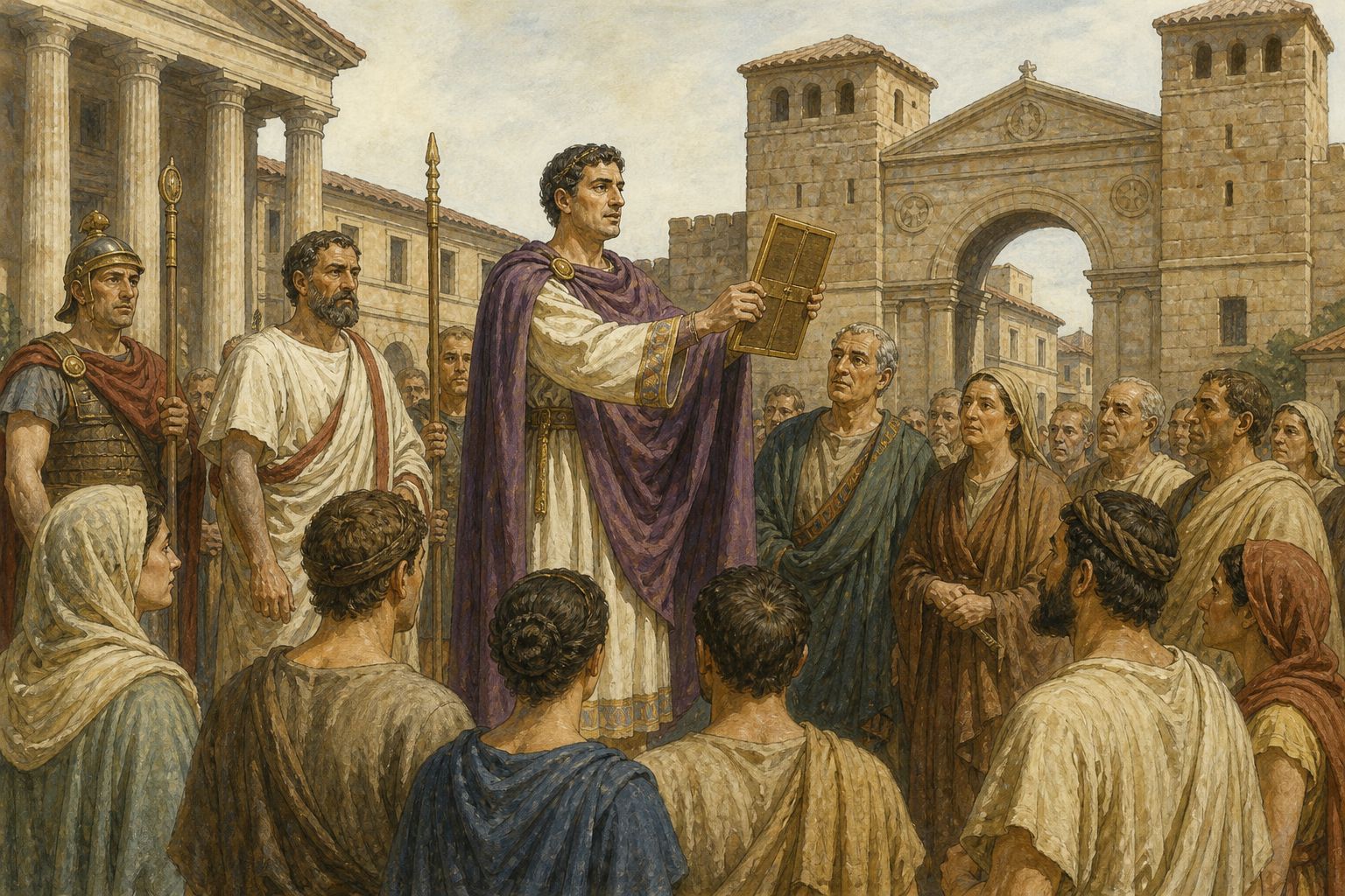 Historical reconstruction of “Milan agreement announced” in Edict of Milan