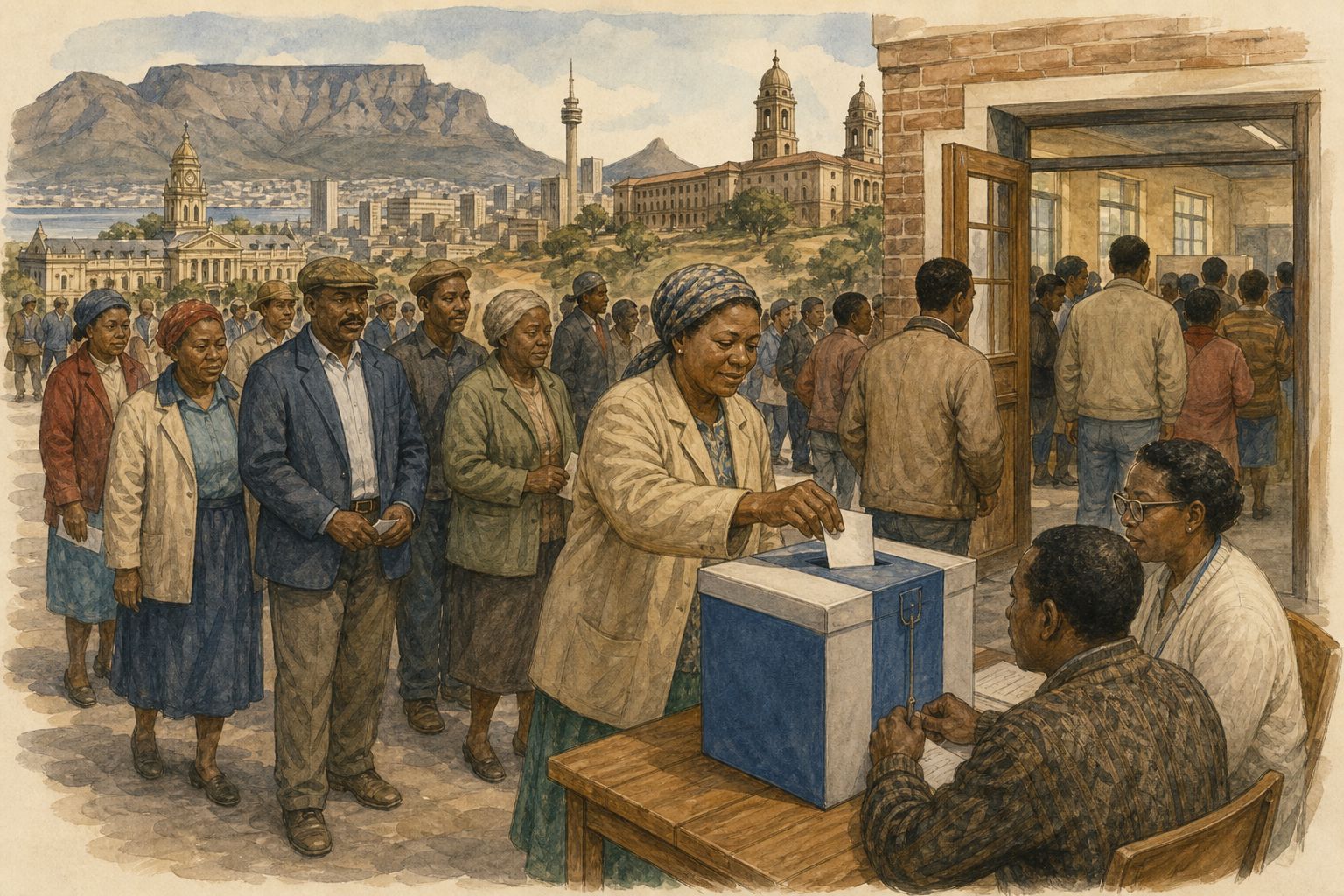 Historical reconstruction of the “The 1994 election” stage in End of Apartheid