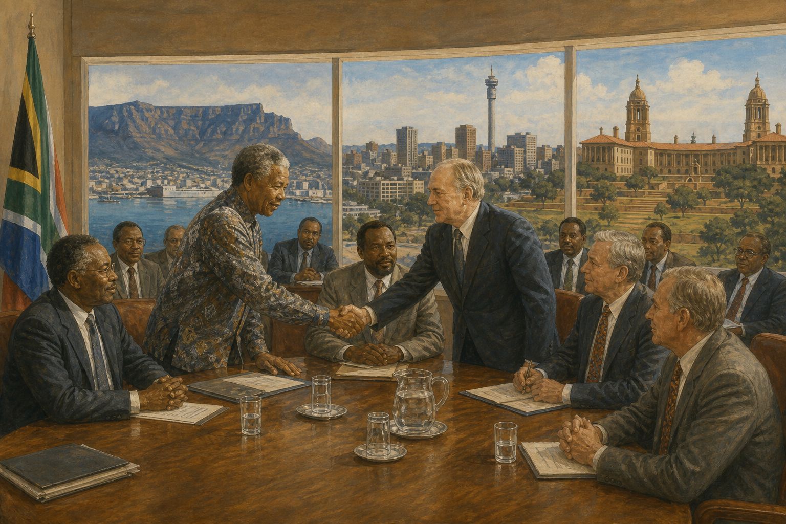 Historical reconstruction of the “Negotiation and transition” stage in End of Apartheid