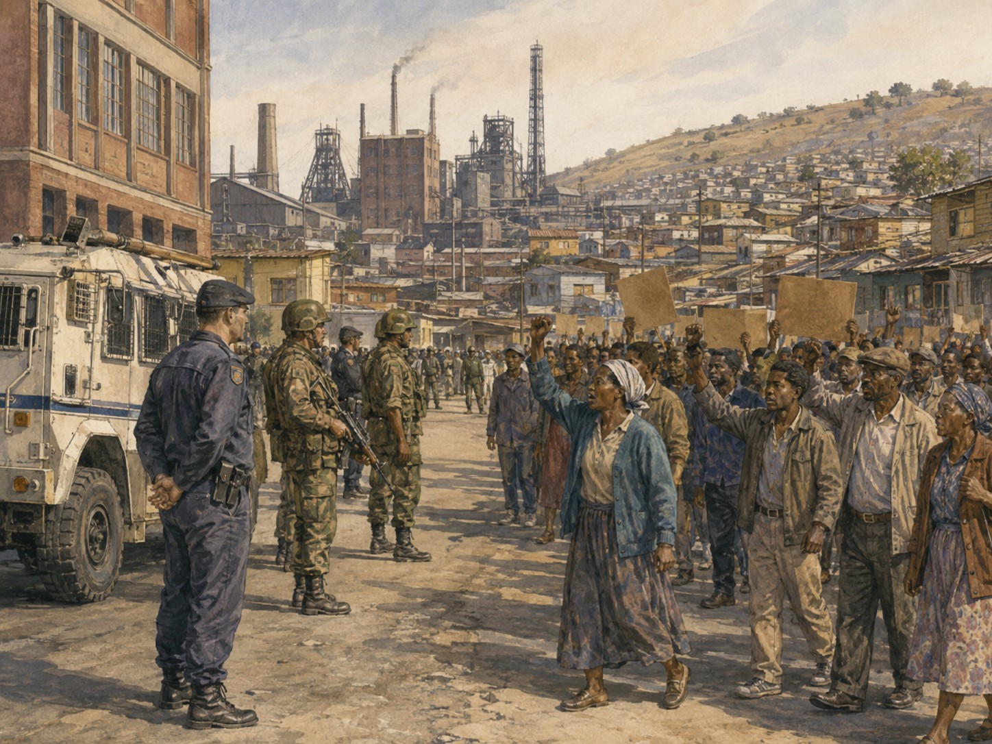 Historical reconstruction of End of Apartheid's background: Racial segregation since 1948, unequal land and labor systems, mass resistance, international sanctions, the end of the Cold War, and economic crisis pushed the regime toward negotiation.