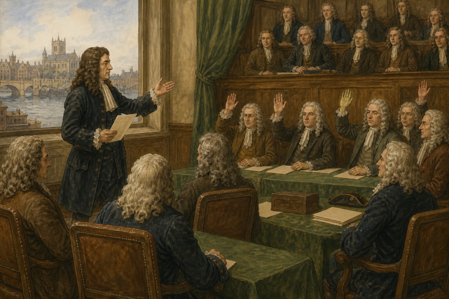 Historical reconstruction of “Bill of Rights receives royal assent” in English Bill of Rights