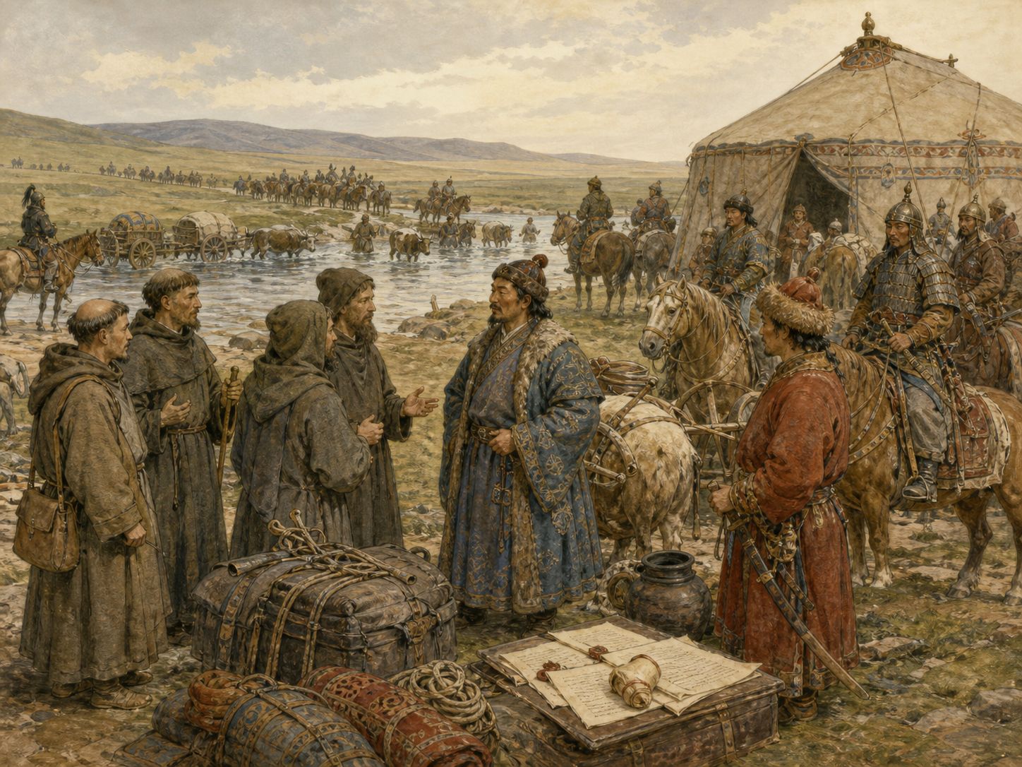 Scholars organize travel accounts and maps to share knowledge of Eurasia