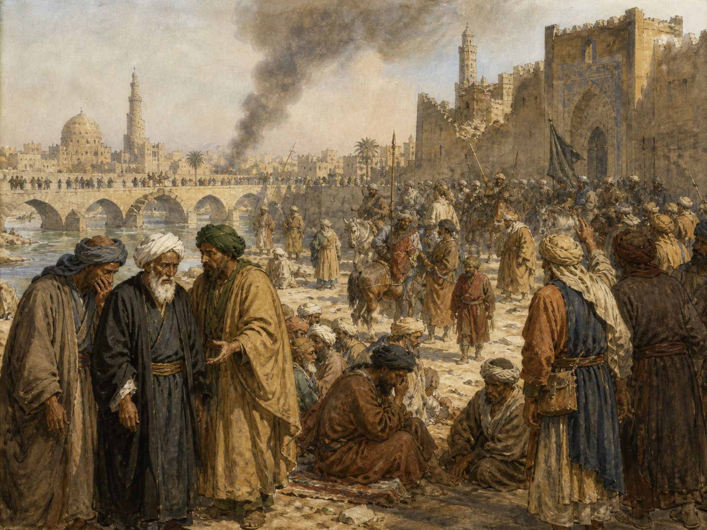Historical reconstruction of Fall of the Abbasid Caliphate's immediate aftermath: The Abbasid political regime in Baghdad ended, while the Abbasid lineage and caliphal title survived in other political contexts.