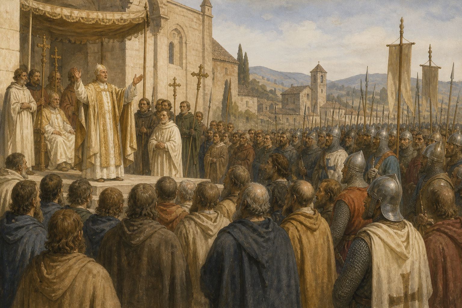 Historical reconstruction of the “Urban II calls the crusade” stage in First Crusade