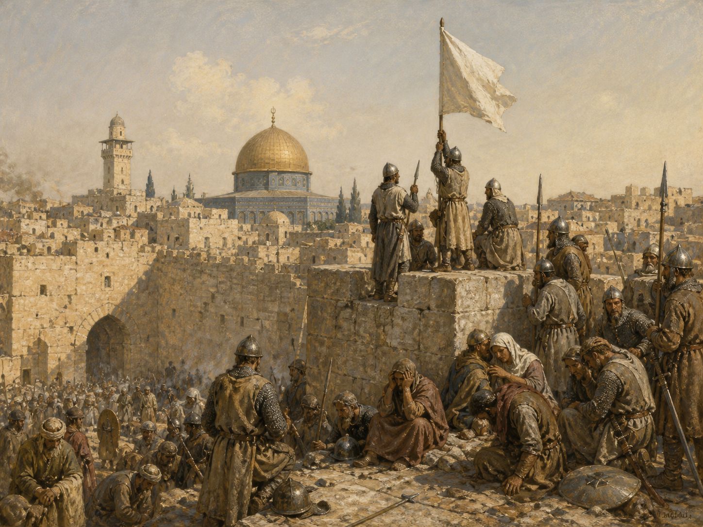 Historical reconstruction of First Crusade's immediate aftermath: Crusader states were established after Jerusalem was captured.
