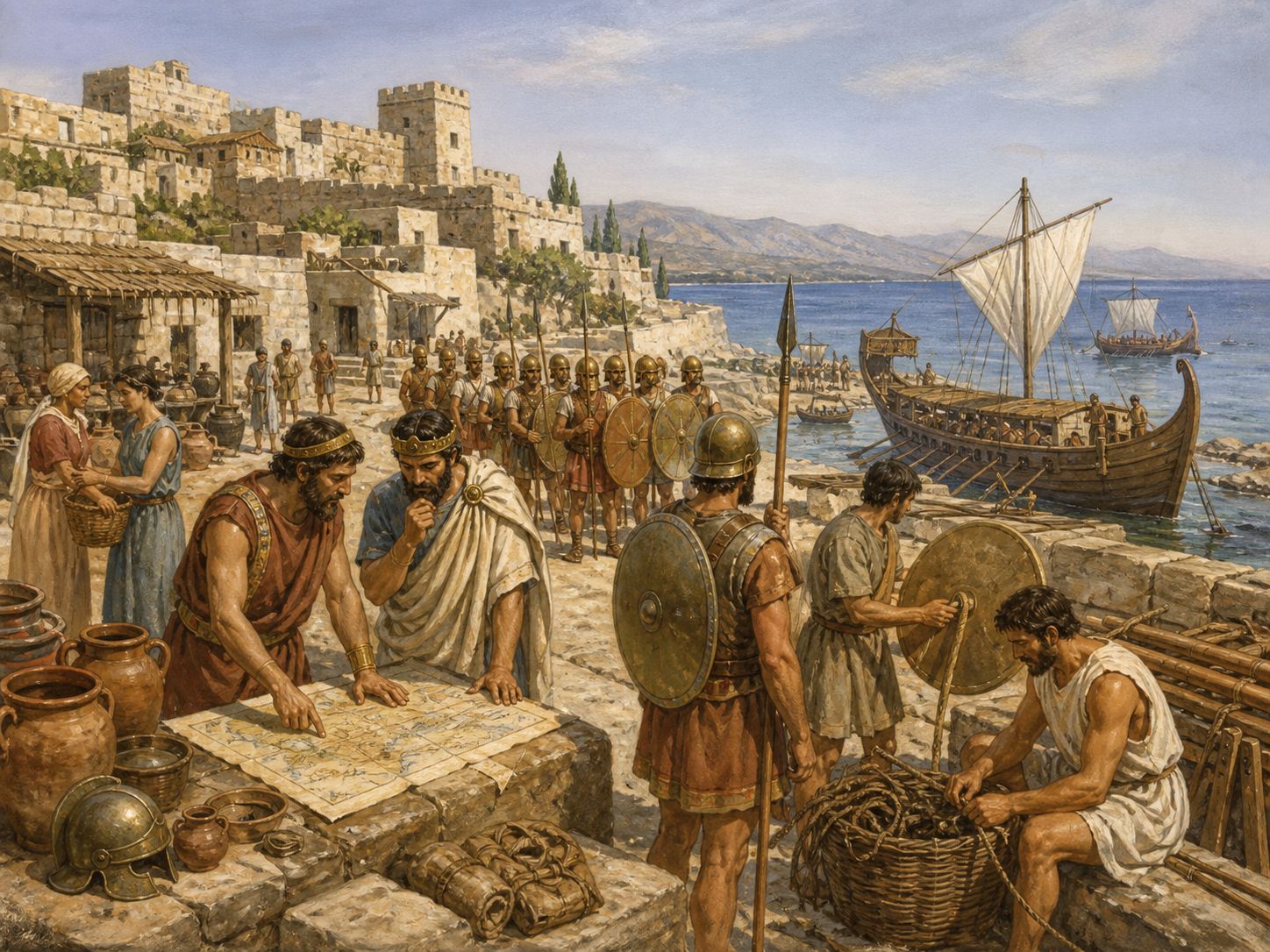 Historical reconstruction of First Punic War's background: Intervention around the Sicilian city of Messana brought an Italian land power into conflict with a maritime empire.