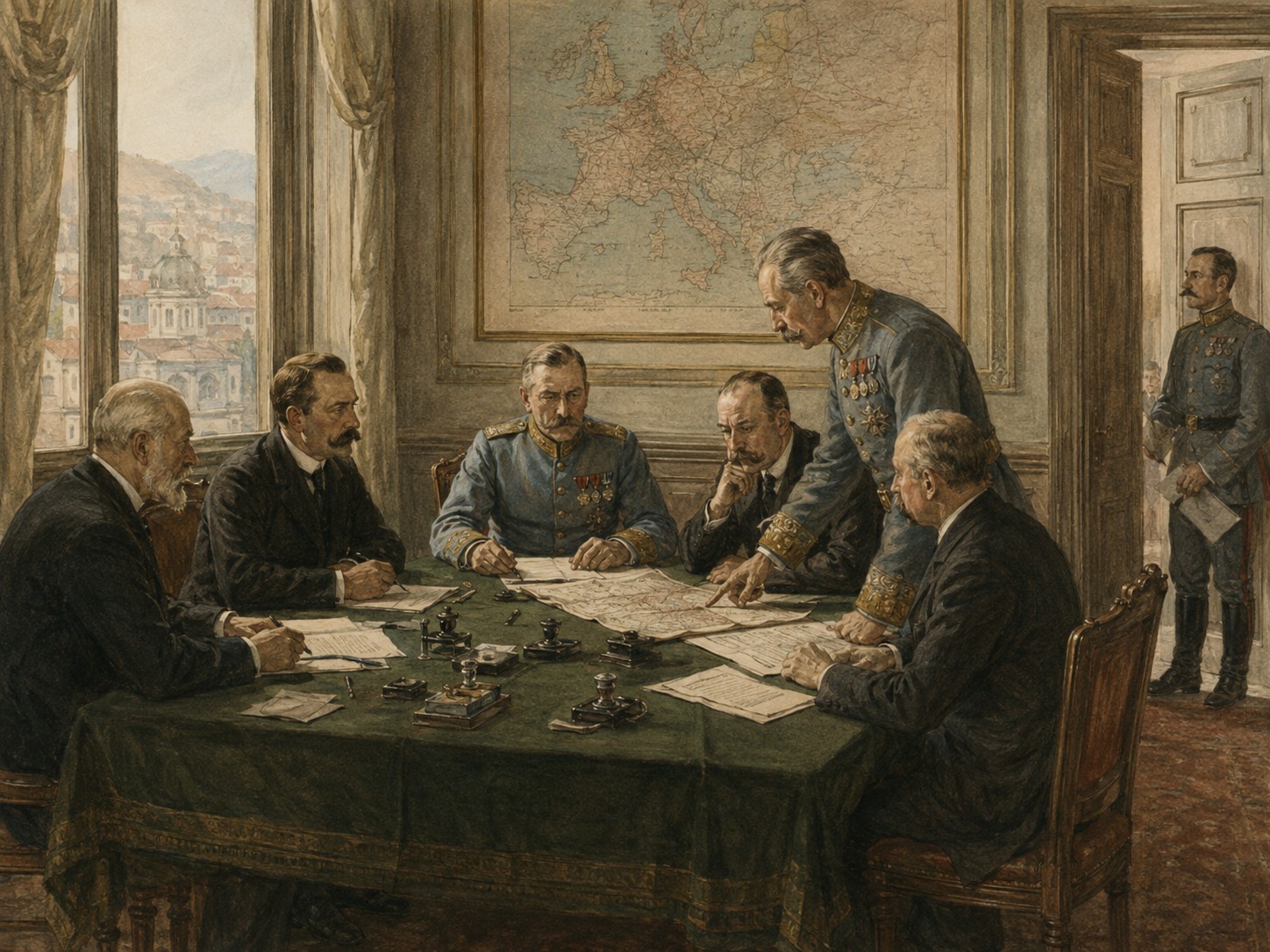 Illustrated reconstruction of the background of First World War